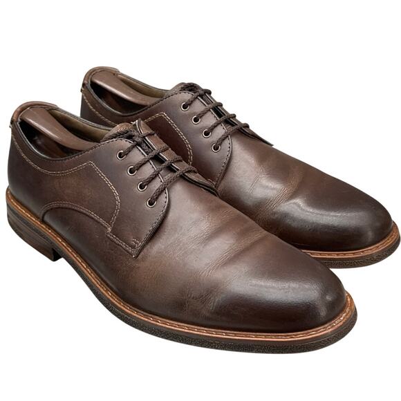 Joseph Abboud Brown Leather Lace Up Oxford Shoe Men 9.5 - Picture 1 of 8